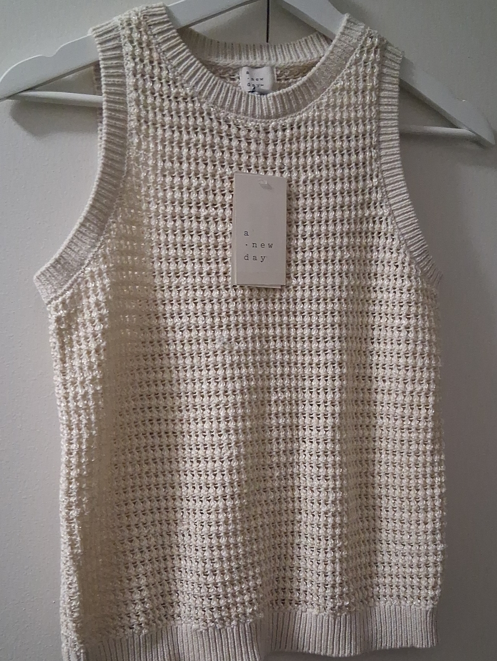a new day Cream Waffle Knit Sleeveless Tank Top